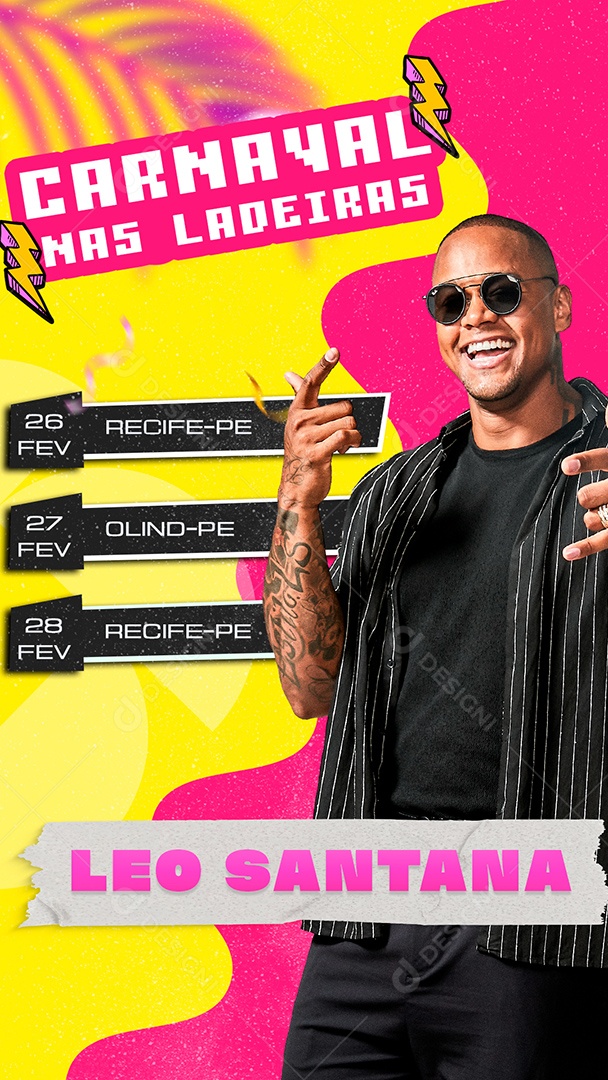 Story Carnaval nas Ladeiras Léo Santa Social Media PSD Editável