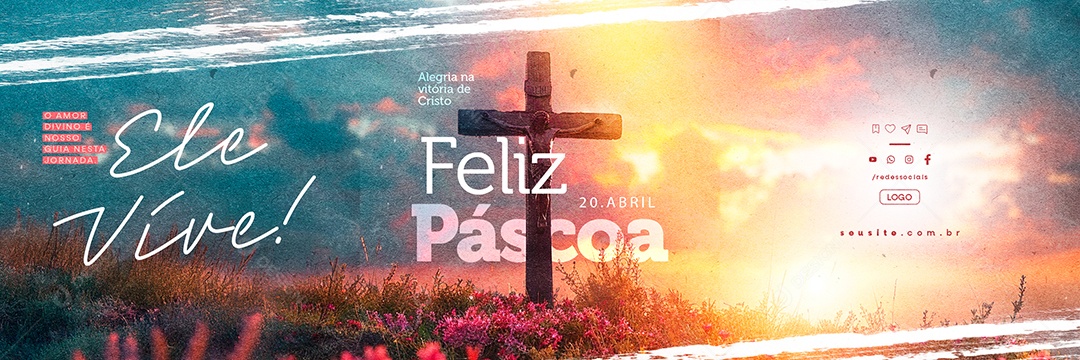 Carrossel Feliz Páscoa 20 de Abril Ele Vive Social Media PSD Editável