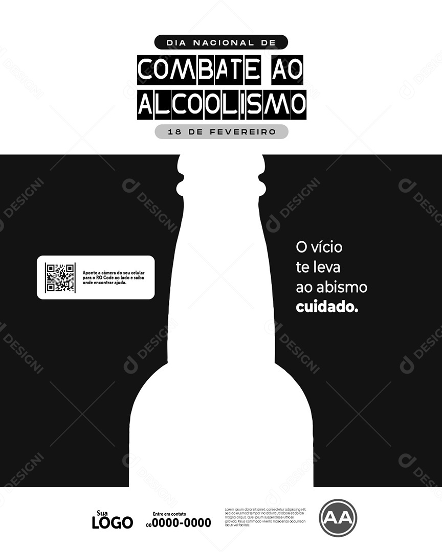 Dia Nacional do Combate ao Alcoolismo 18 de Fevereiro Social Media PSD Editável