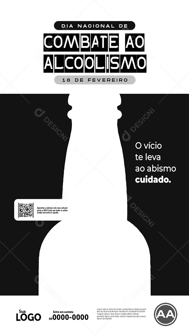 Story Dia Nacional do Combate ao Alcoolismo 18 de Fevereiro Social Media PSD Editável
