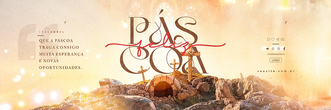 Carrossel Feliz Páscoa 20 de Abril Esperança e Novas Oportunidades Social Media PSD Editável
