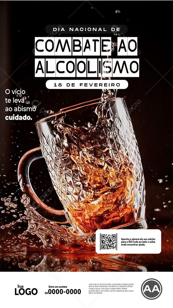 Story Dia Nacional do Combate ao Alcoolismo 18 de Fevereiro Social Media PSD Editável