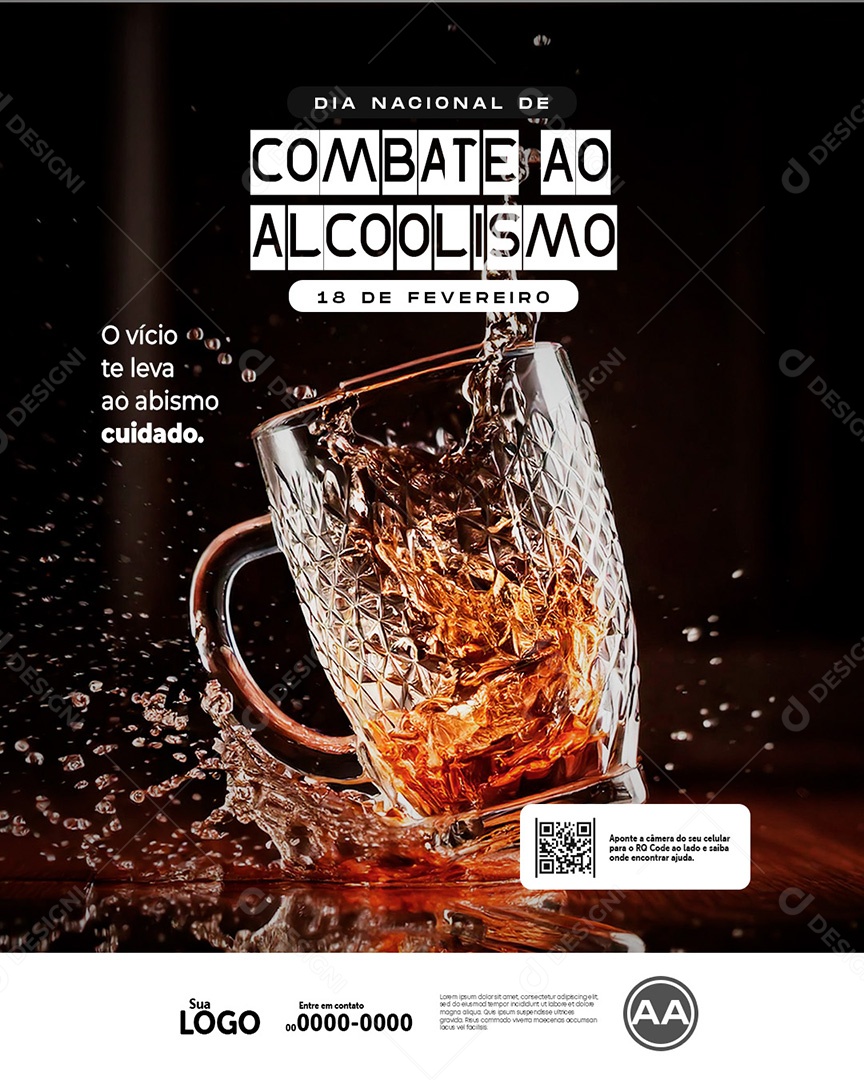 Dia Nacional do Combate ao Alcoolismo 18 de Fevereiro Social Media PSD Editável