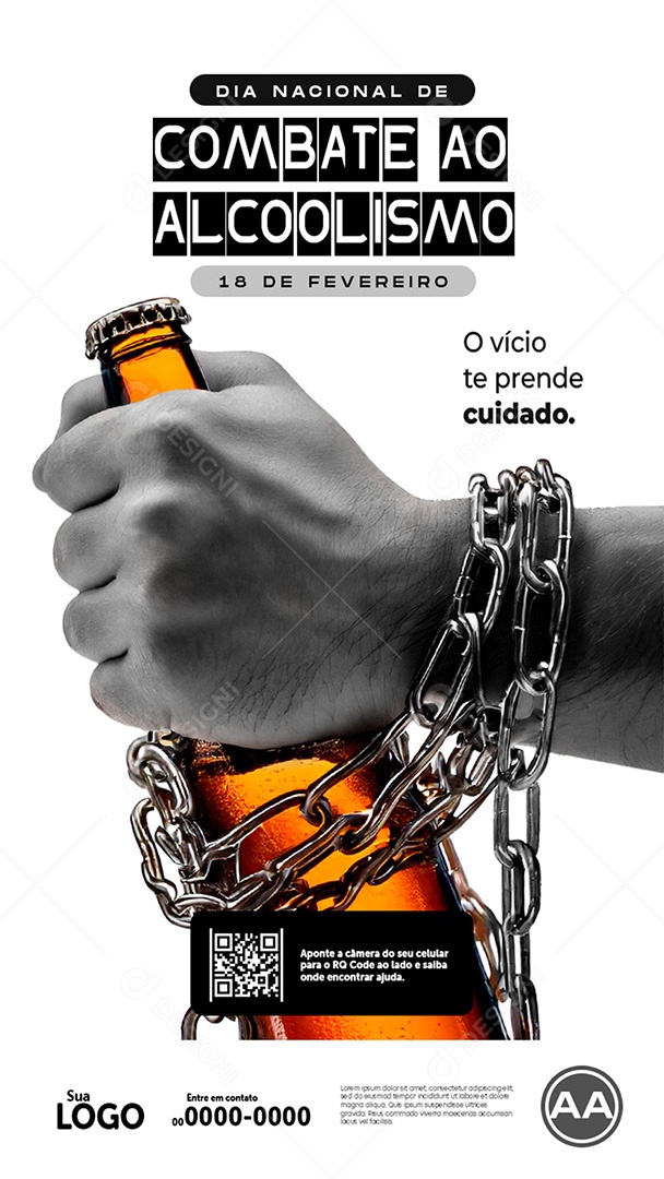 Story Dia Nacional do Combate ao Alcoolismo 18 de Fevereiro Social Media PSD Editável