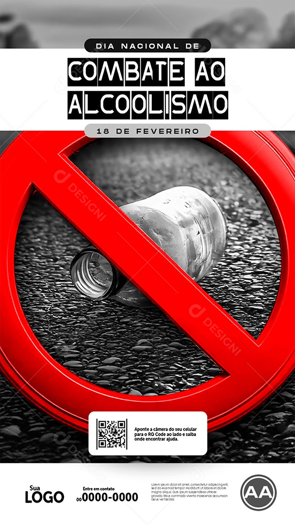 Story Dia Nacional do Combate ao Alcoolismo 18 de Fevereiro Social Media PSD Editável