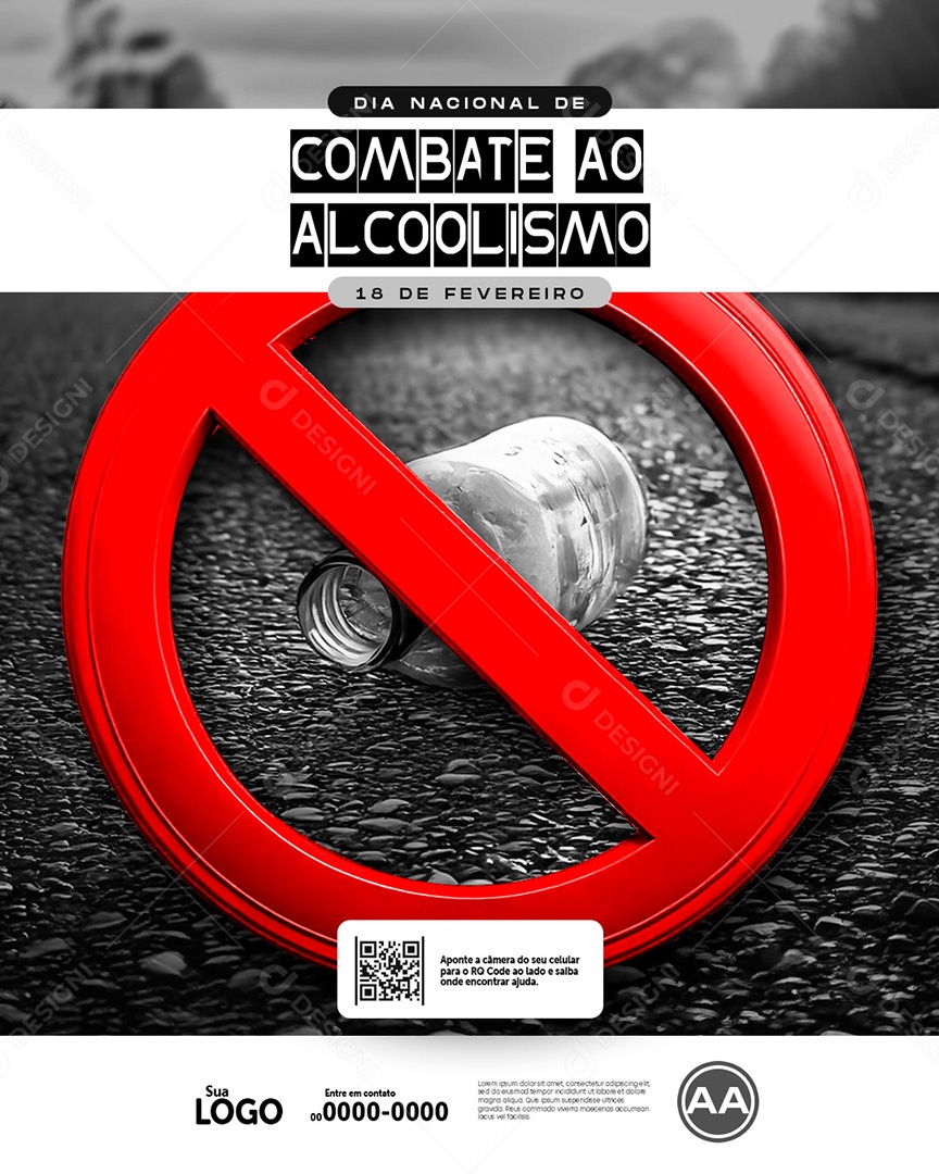 Dia Nacional do Combate ao Alcoolismo 18 de Fevereiro Social Media PSD Editável