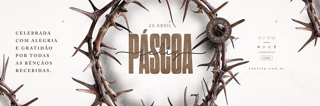 Carrossel Feliz Páscoa 20 de Abril Celebrada com Alegria Social Media PSD Editável