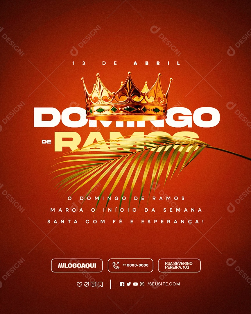 Domingo de Ramos 13 de Abril Social Media PSD Editável