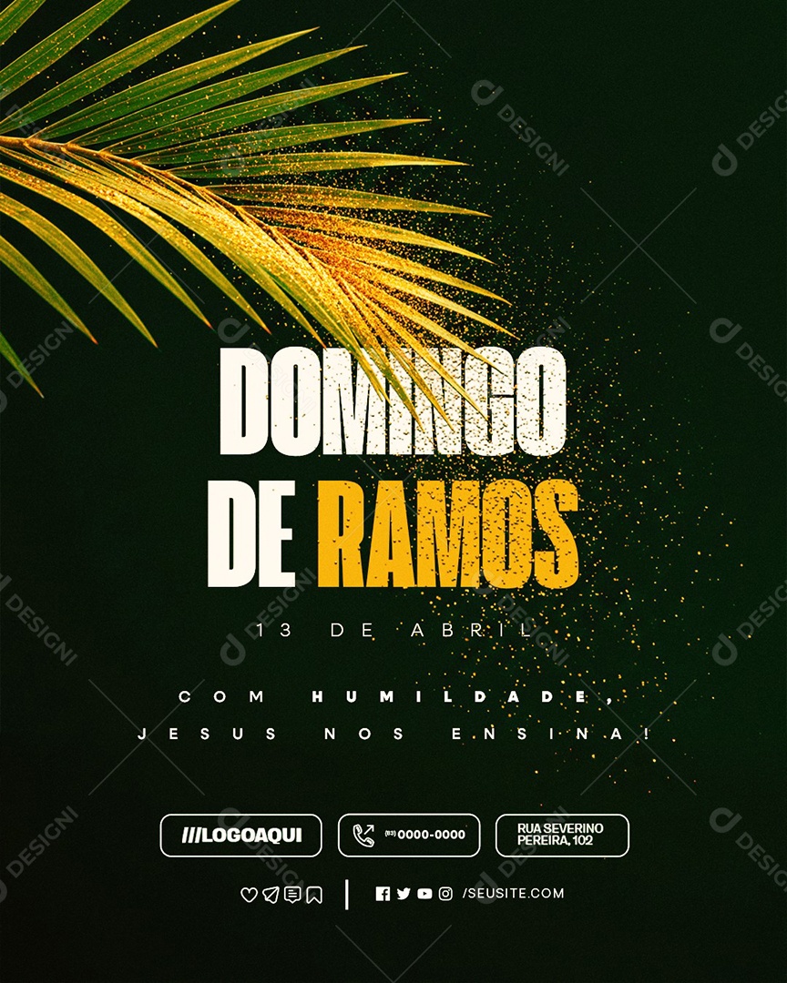 Domingo de Ramos 13 de Abril Com Humildade Social Media PSD Editável