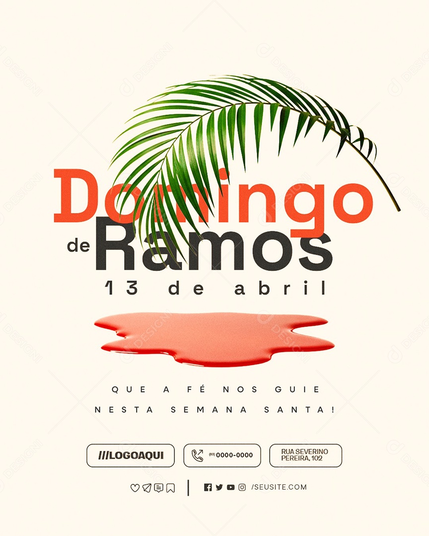 Domingo de Ramos 13 de Abril Social Media PSD Editável