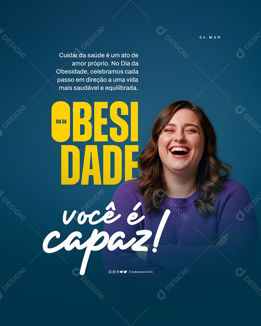 Dia Mundial da Obesidade Você é Capaz Social Media PSD Editável
