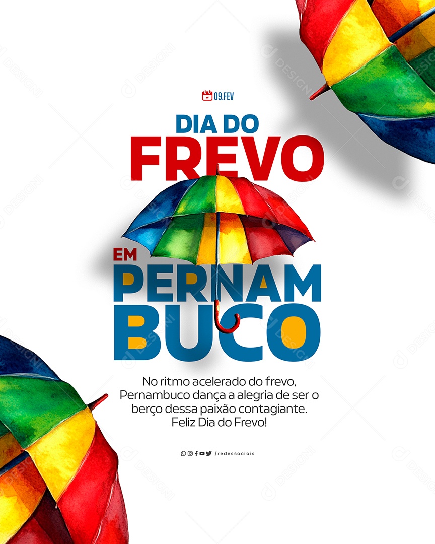 Dia do Frevo em Pernambuco 09 de Fevereiro Social Media PSD Editável