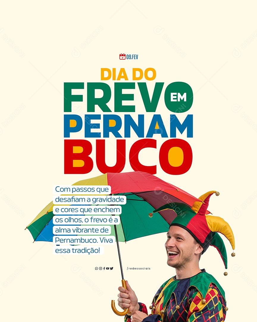 Dia do Frevo em Pernambuco 09 de Fevereiro Social Media PSD Editável