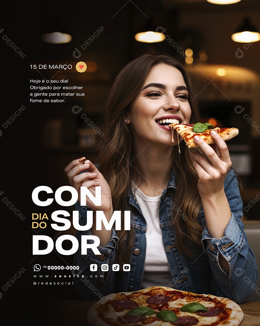 Dia do Consumidor 15 de Março Pizzaria Social Media PSD Editável