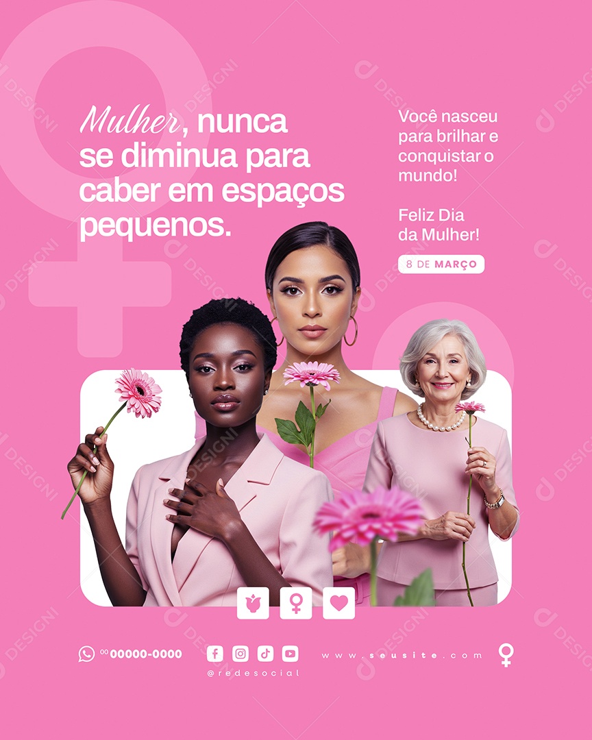 Dia Internacional Das Mulheres 08 de Março Social Media PSD Editável