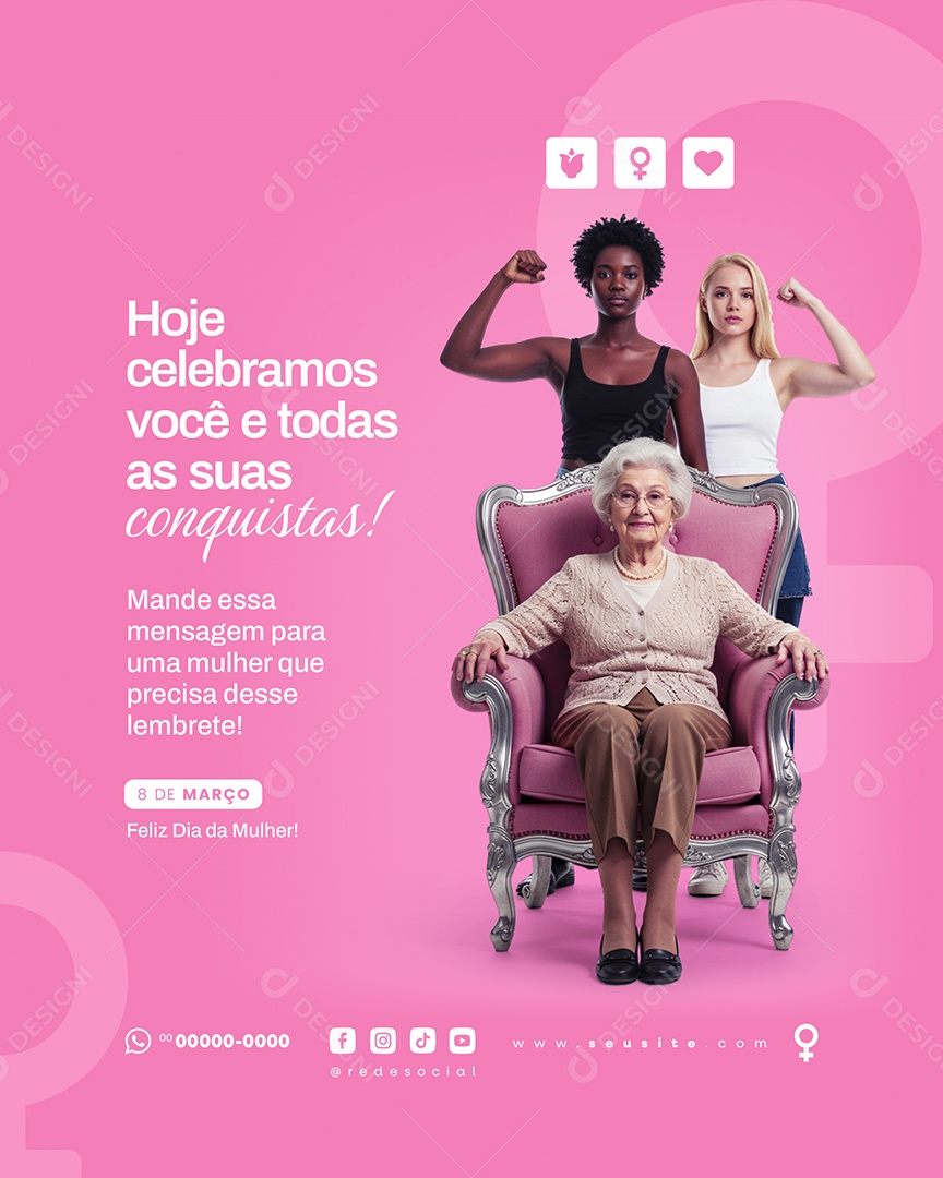 Dia Internacional Das Mulheres 08 de Março Social Media PSD Editável