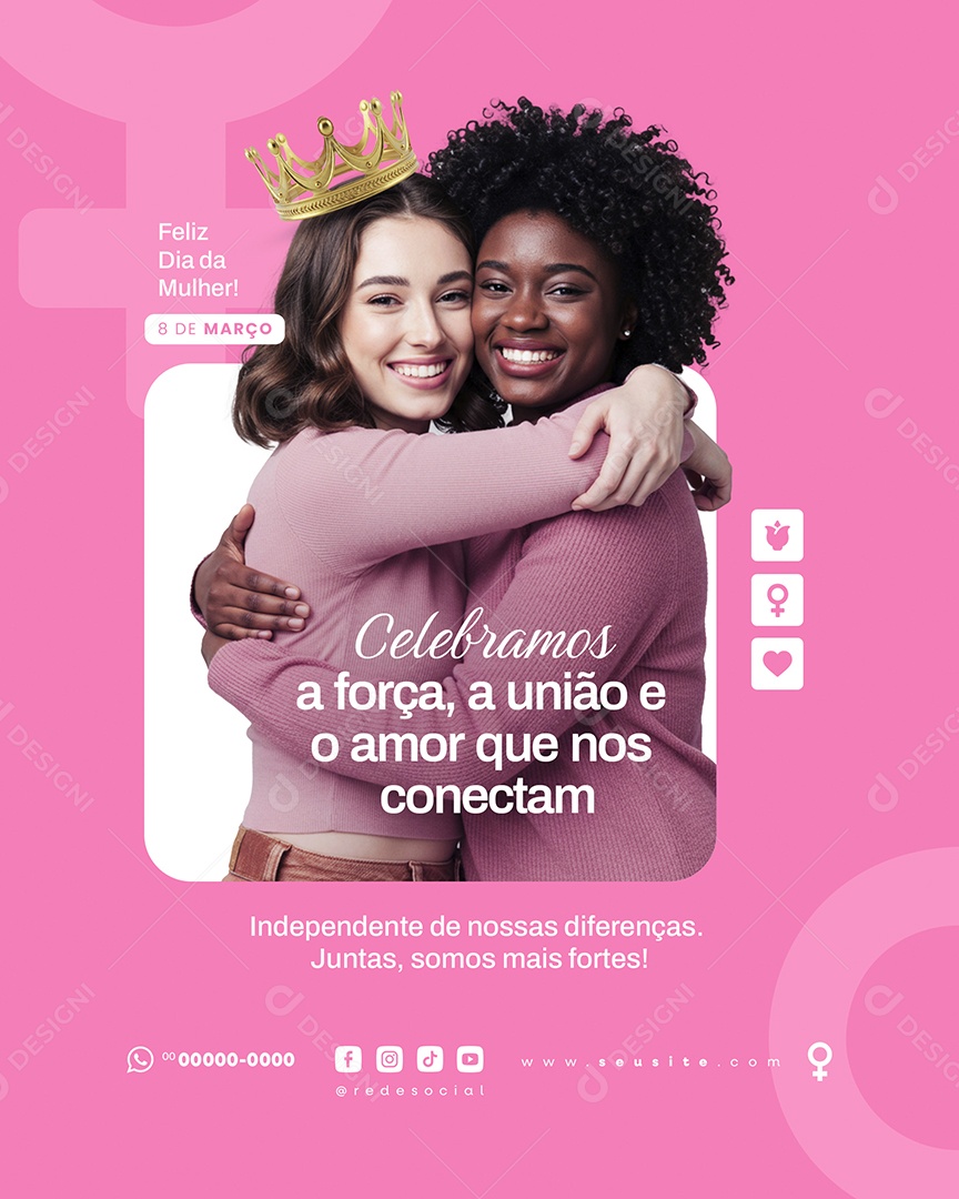 Dia Internacional Das Mulheres 08 de Março Social Media PSD Editável