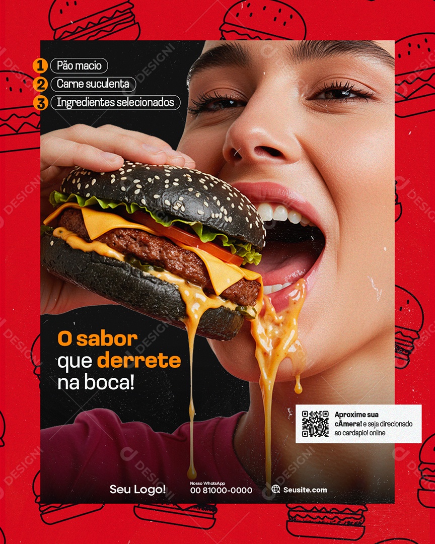 Hamburgueria O Sabor que Derrete na Boca PSD Editável