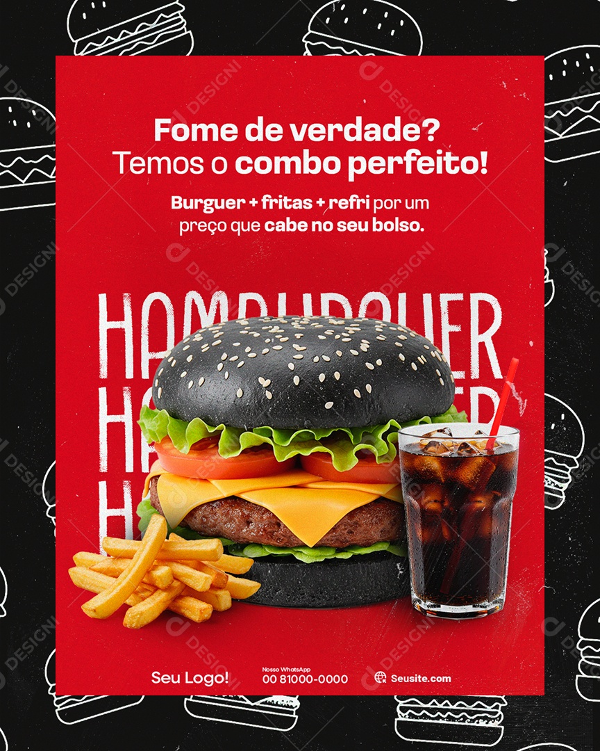 Hamburgueria Combo Perfeito Social Media PSD Editável