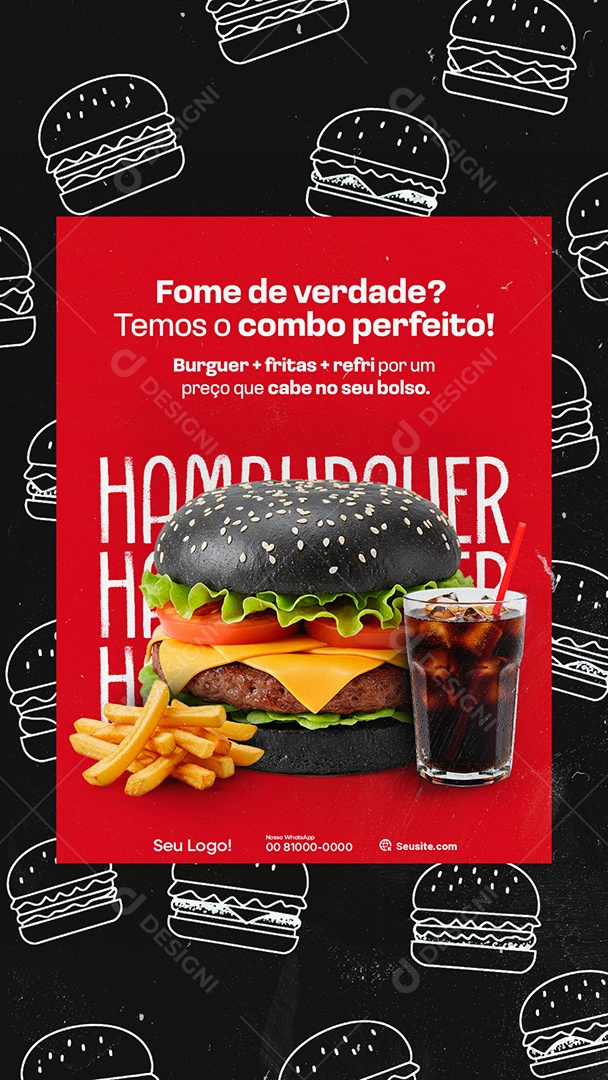 Story Hamburgueria Combo Perfeito Social Media PSD Editável