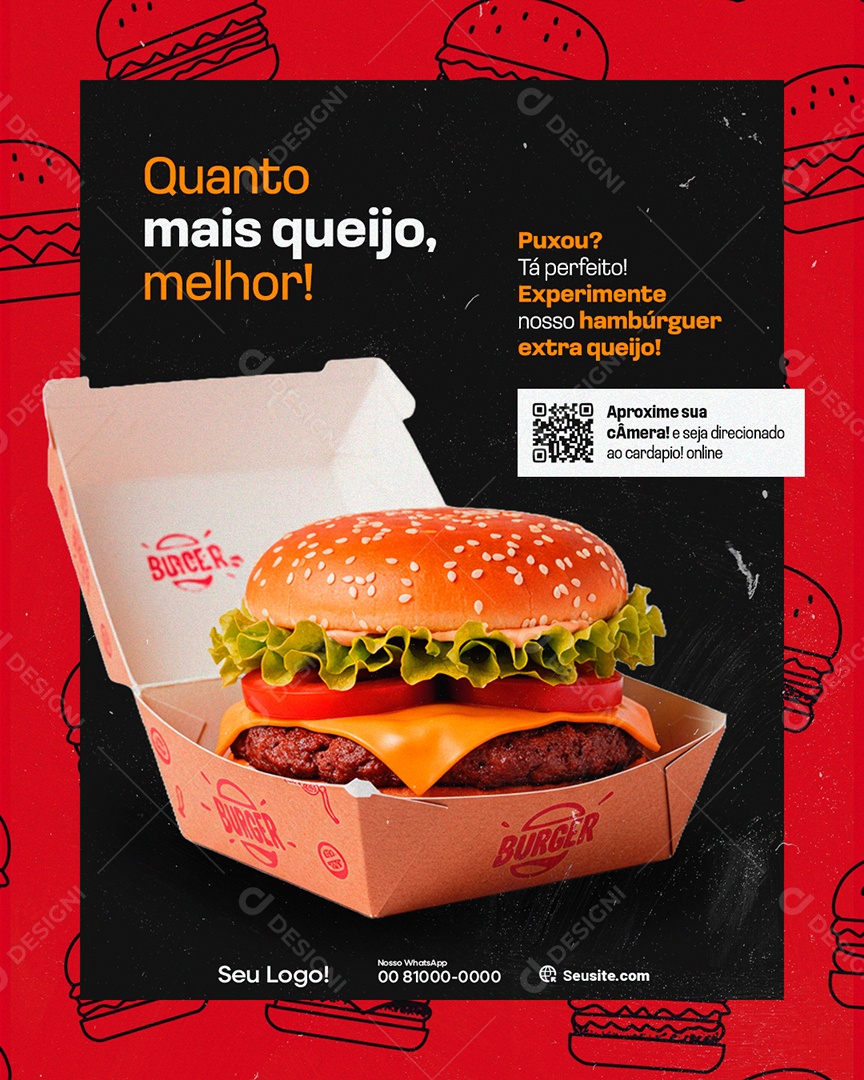 Hamburgueria Quanto Mais Queijo Melhor Social Media PSD Editável