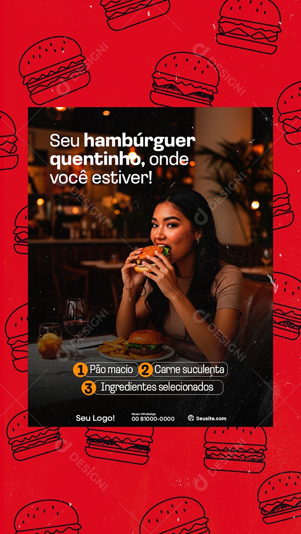 Story Hamburgueria Onde Você Estiver Social Media PSD Editável