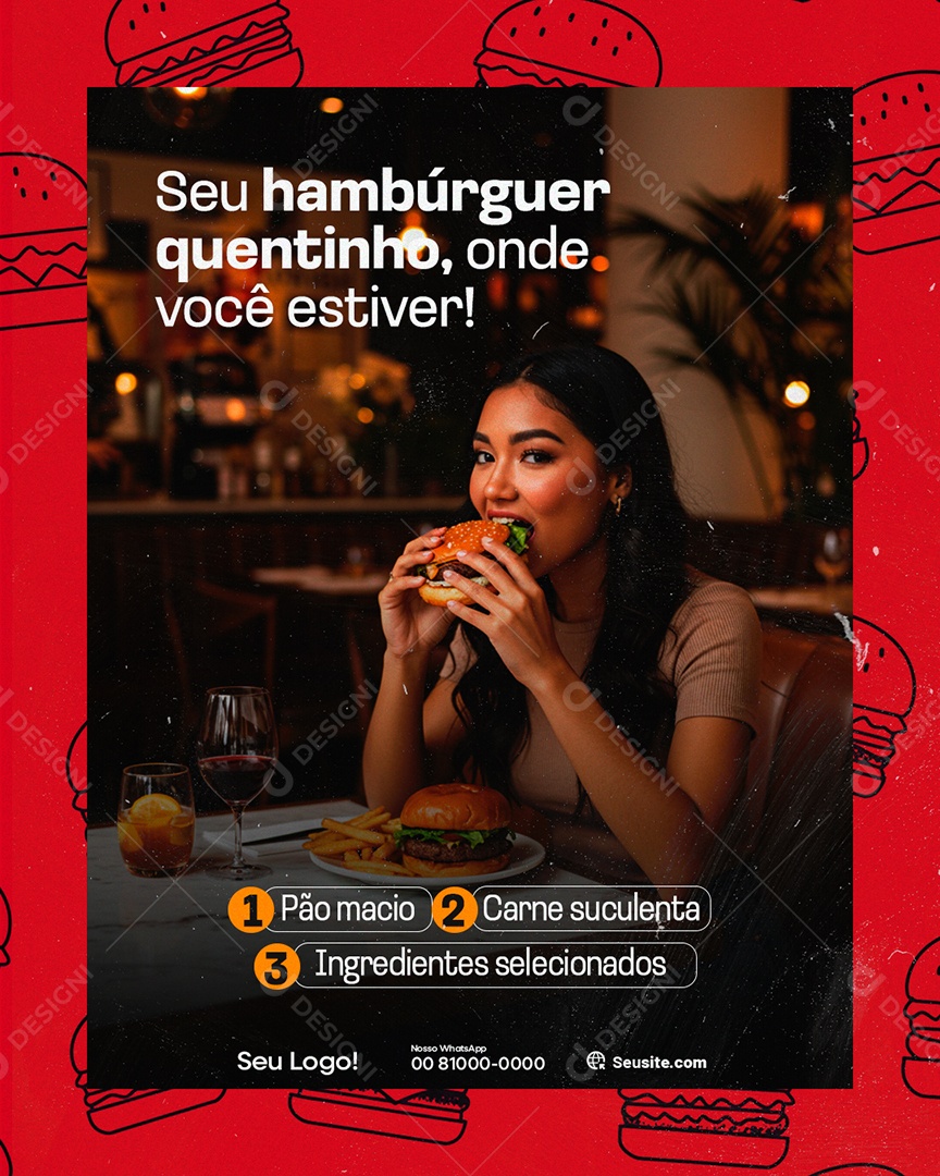 Hamburgueria Onde Você Estiver Social Media PSD Editável