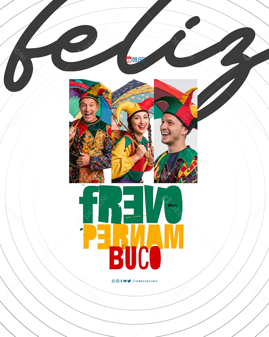 Dia do Frevo em Pernambuco 09 de Fevereiro Social Media PSD Editável