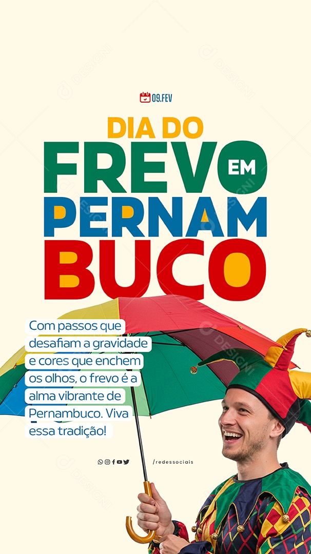 Story Dia do Frevo em Pernambuco 09 de Fevereiro Social Media PSD Editável
