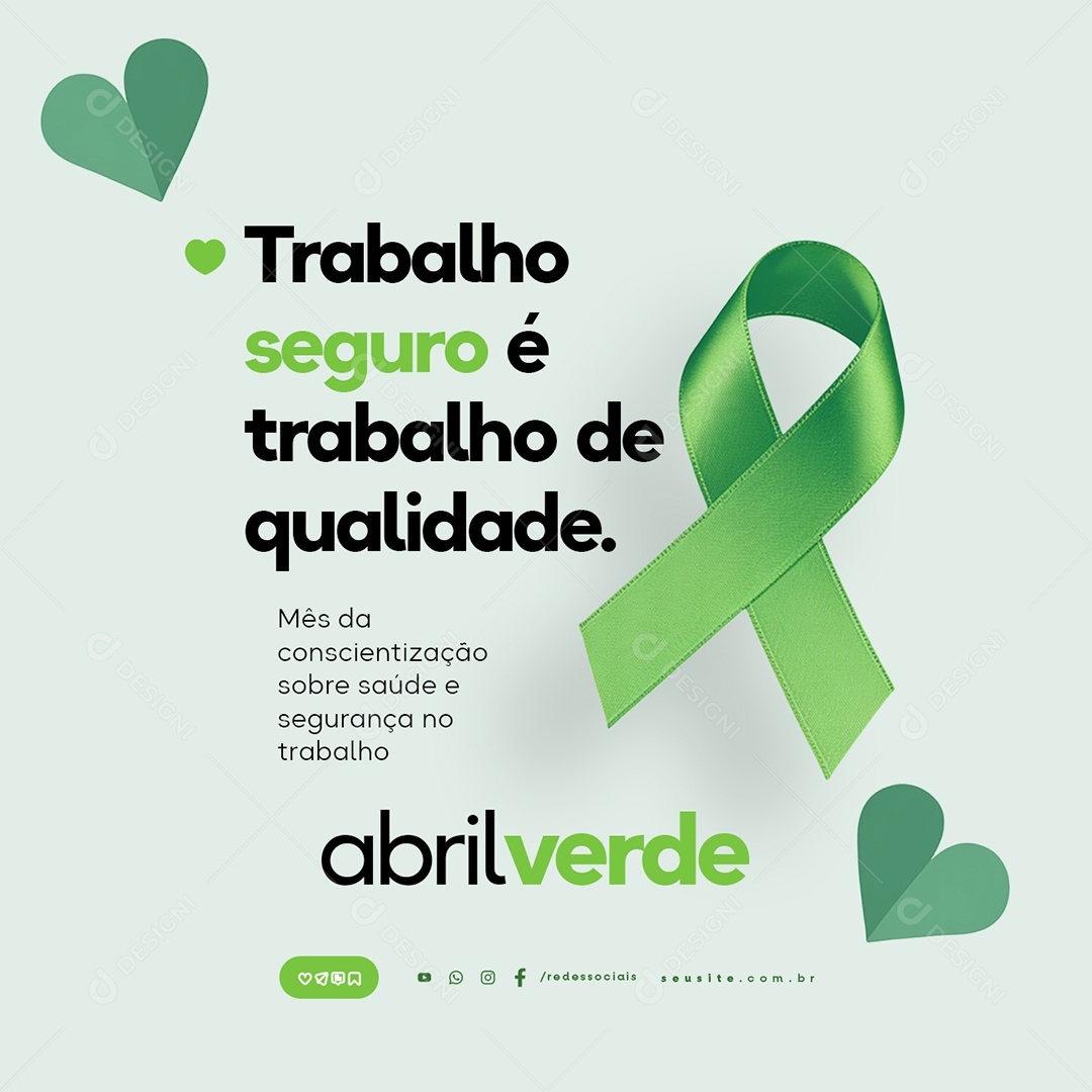 Abril Verde Trabalho Seguro Social Media PSD Editável
