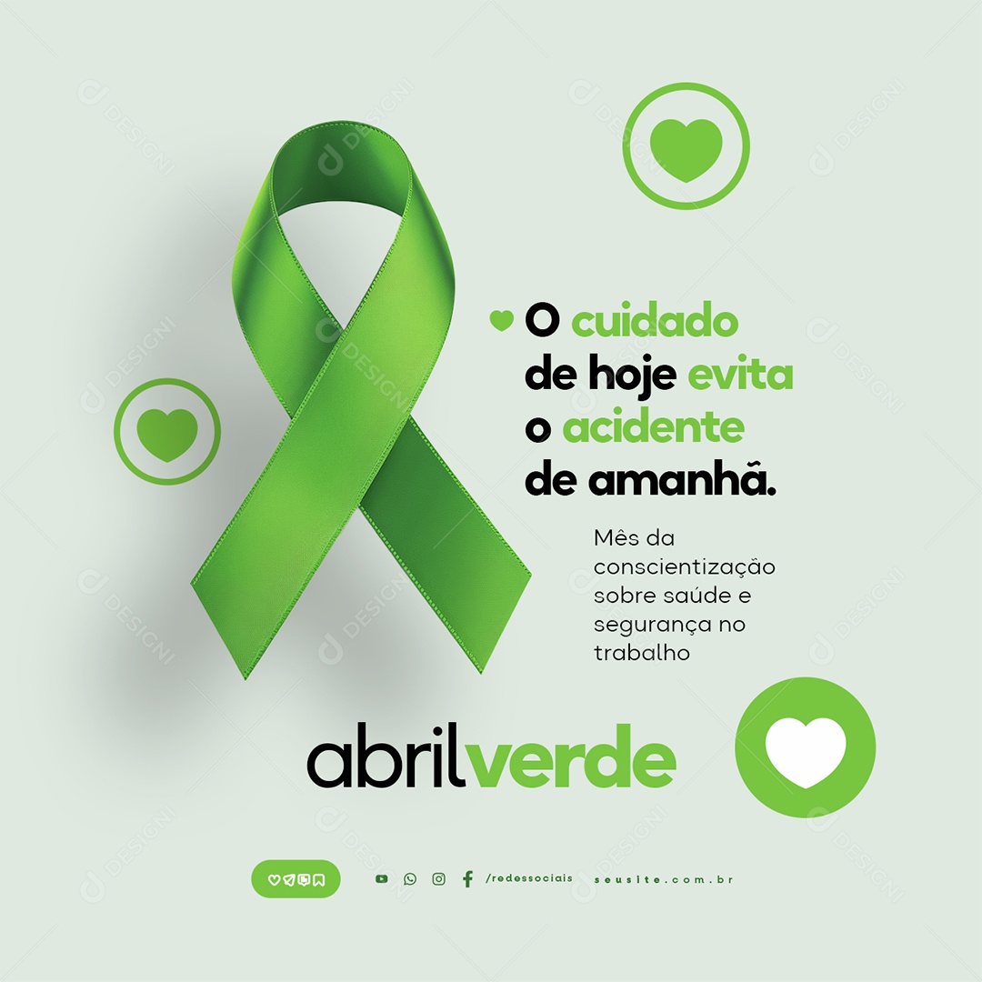 Abril Verde Mês da Conscientização Sobre Saúde e Segurança Social Media PSD Editável