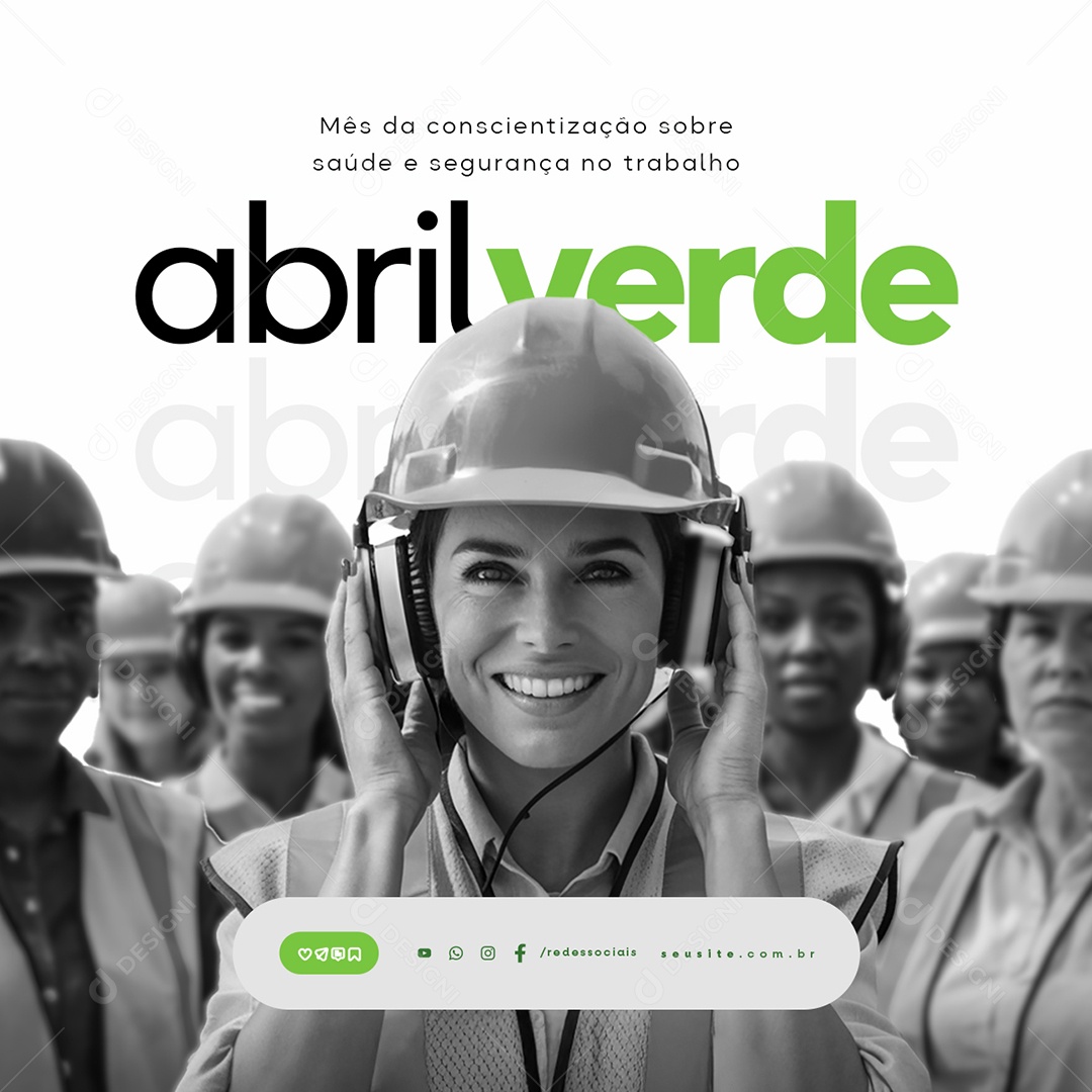 Abril Verde Mês da Conscientização Sobre Saúde e Segurança Social Media PSD Editável