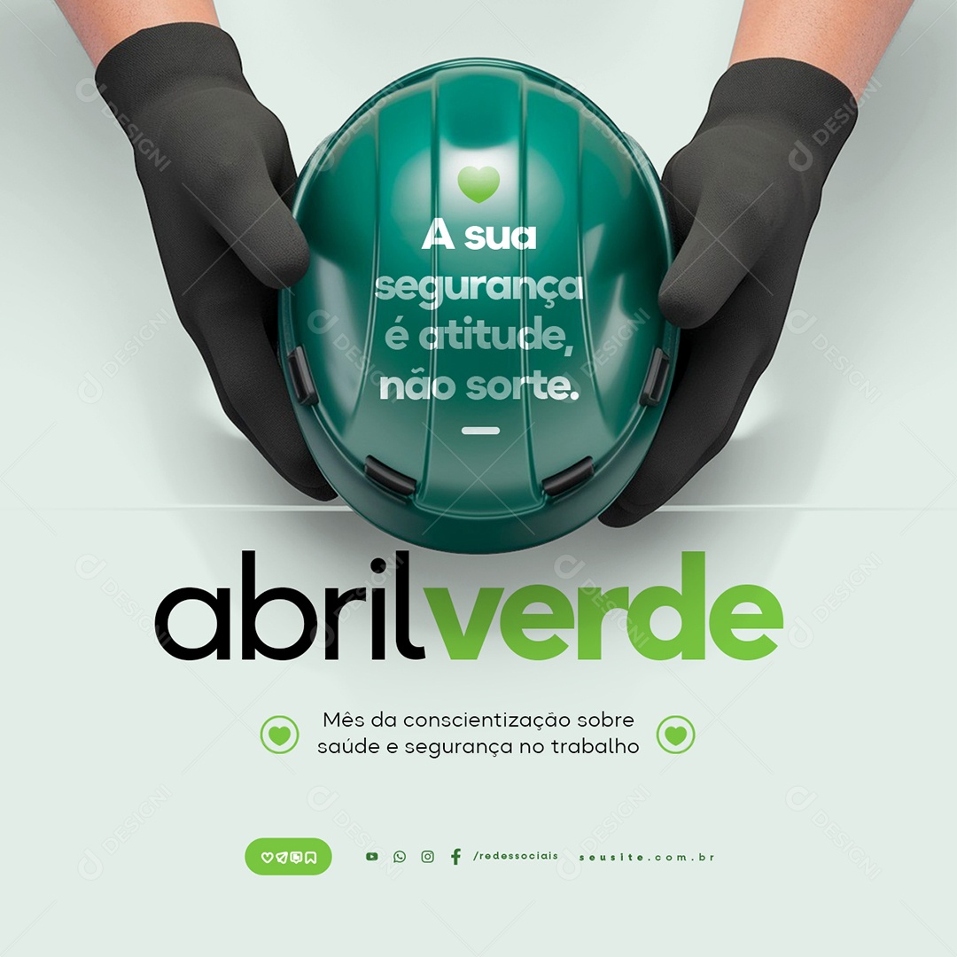 Abril Verde Mês da Conscientização Sobre Saúde e Segurança Social Media PSD Editável