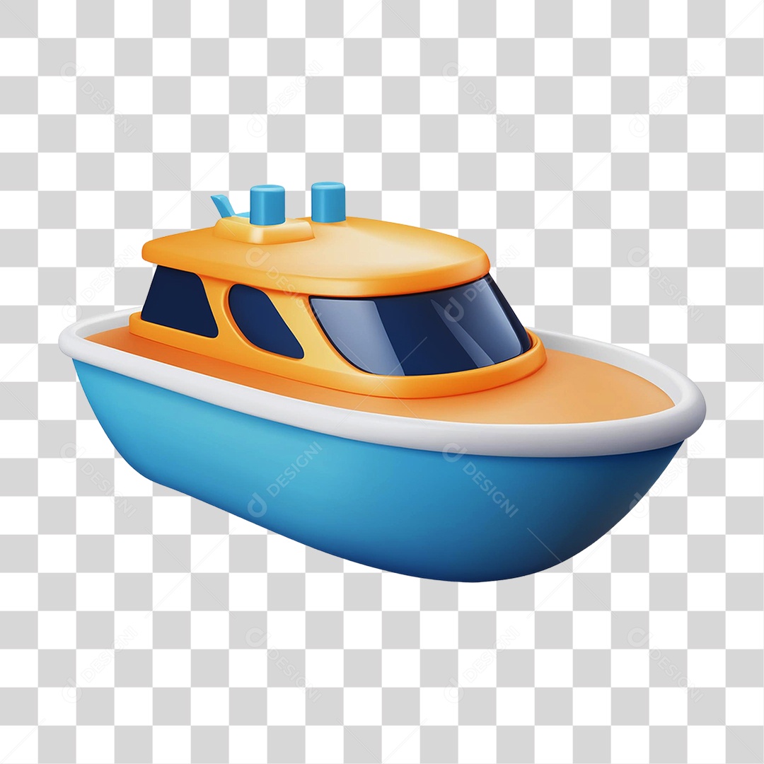 Barco Azul PNG Transparente