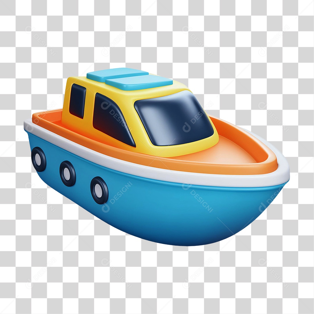 Barco Azul PNG Transparente
