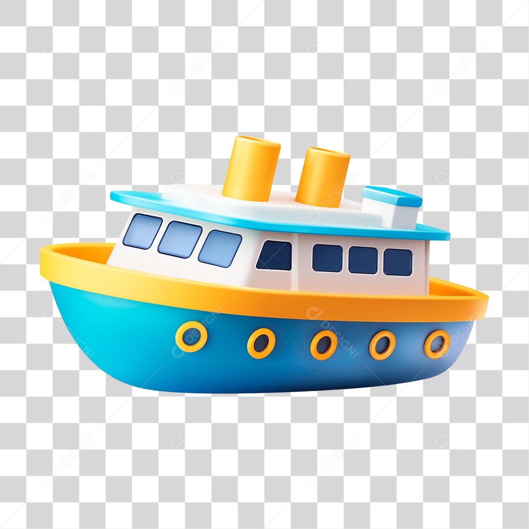 Navio Azul PNG Transparente