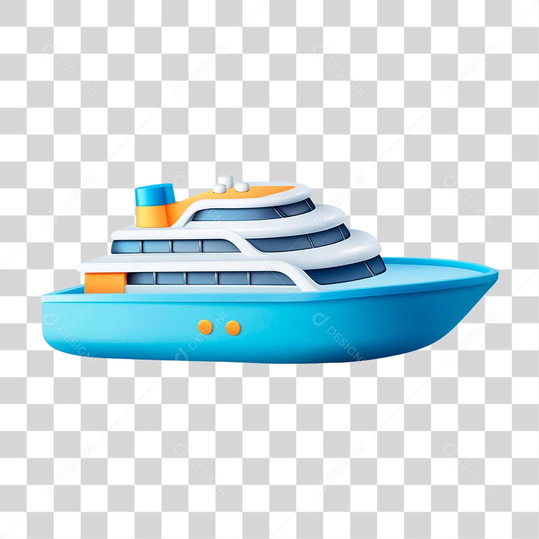 Navio Azul PNG Transparente
