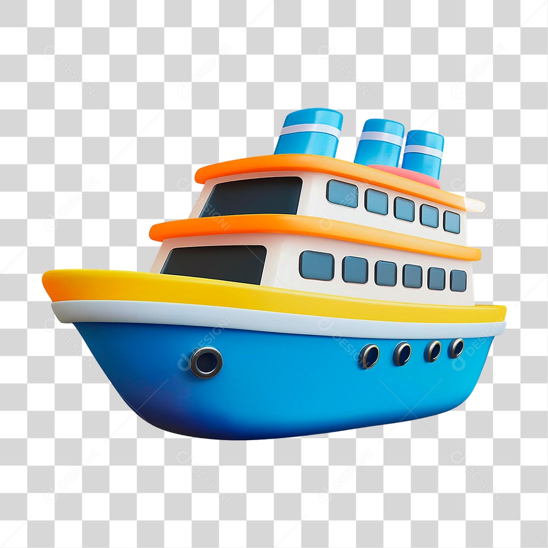 Navio Azul PNG Transparente