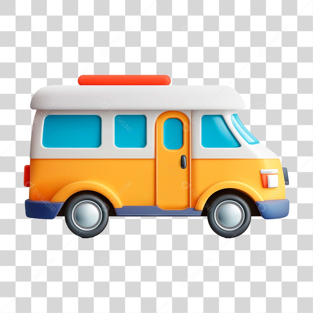 Camper Van Amarela PNG Transparente