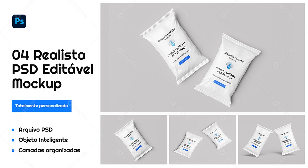 Mockup Embalagem de Lanche PSD Editável