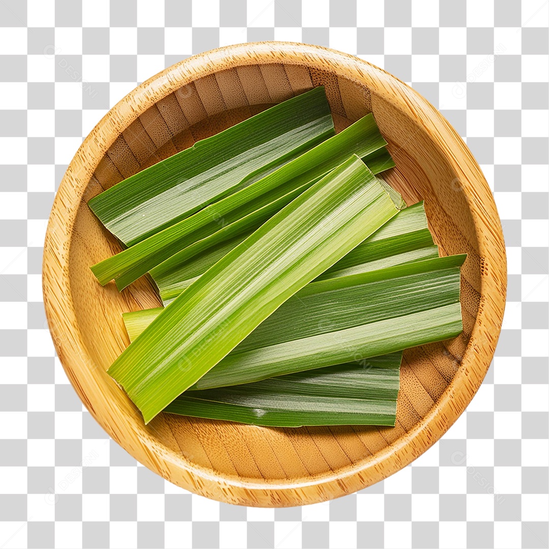 Tigela com Folha de Pandan PNG Transparente