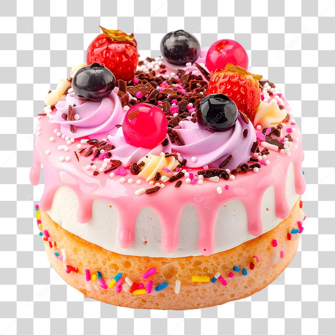 Bolo de Morango PNG Transparente