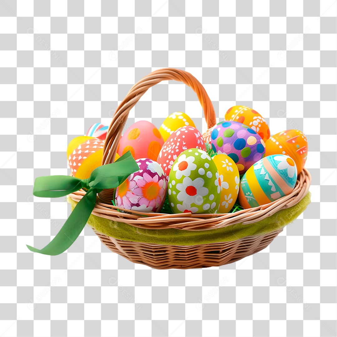 Cesta com Ovo de Páscoa PNG Transparente