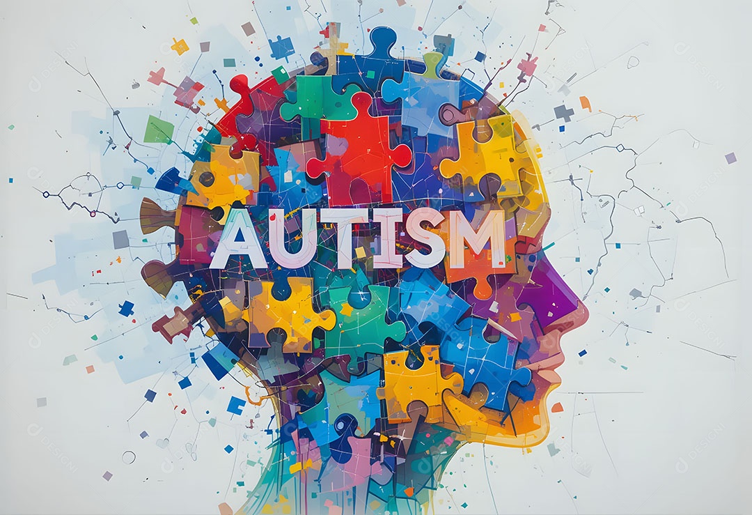 Dia mundial de conscientização do autismo com design dinâmico de cabeça de peça de quebra