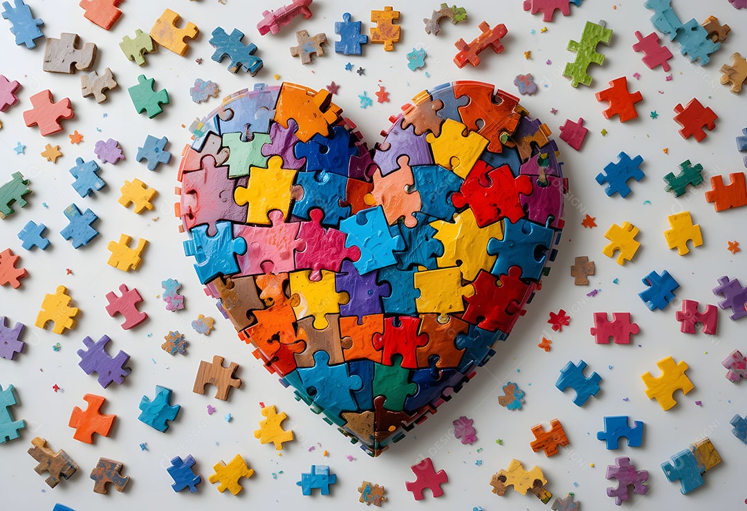 Conscientização sobre o autismo um quebra cabeça do coração de uma criança