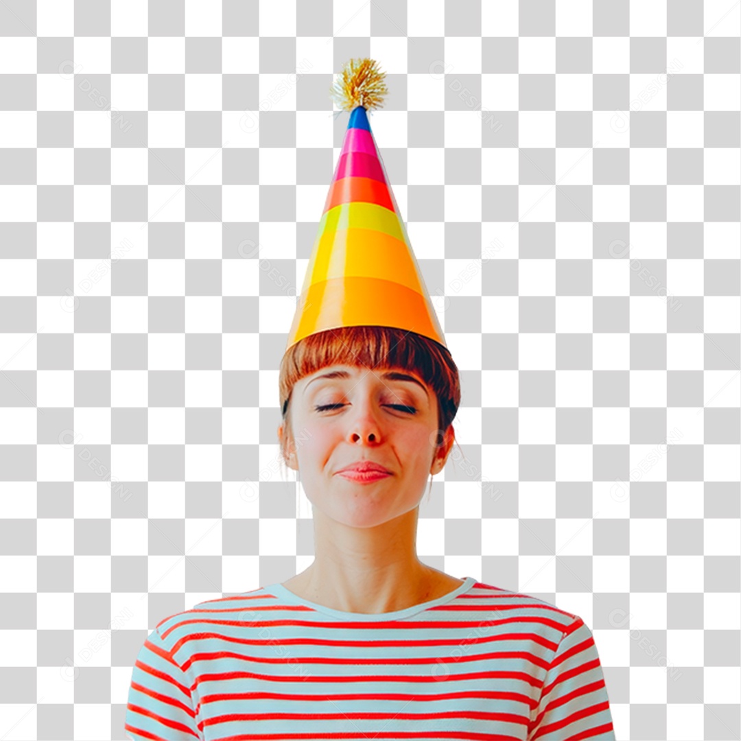 Mulher Usando Chapéu de Aniversário Infantil PNG Transparente