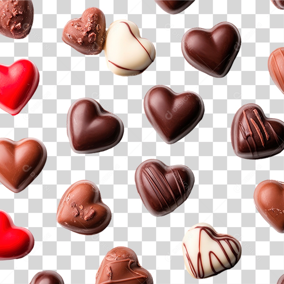 Corações de Chocolate PNG Transparente