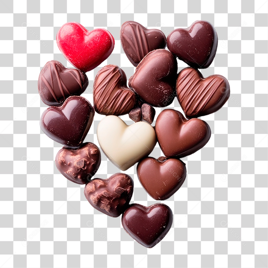 Corações de Chocolate PNG Transparente