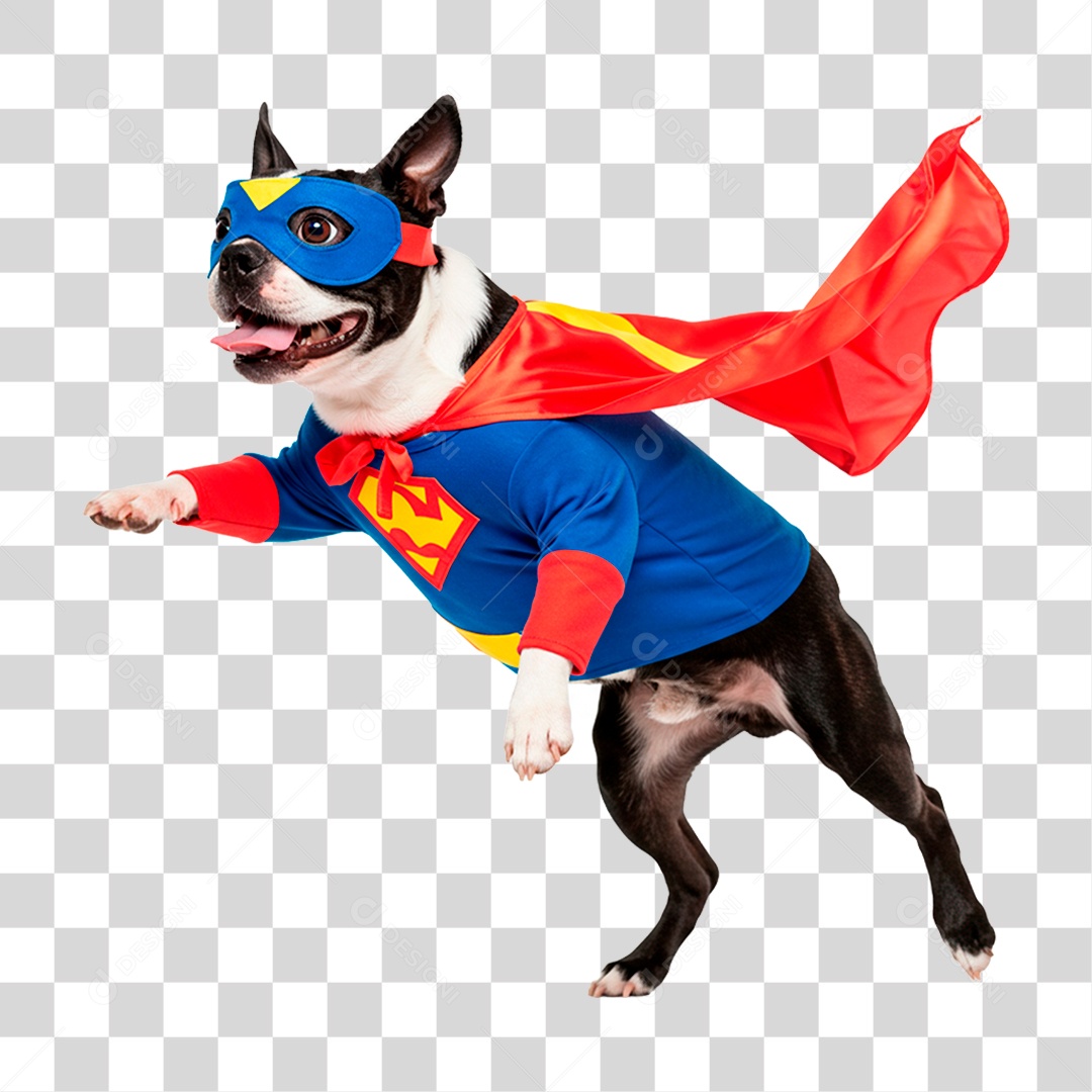 Cachorro com Fantasia de Super Herói PNG Transparente