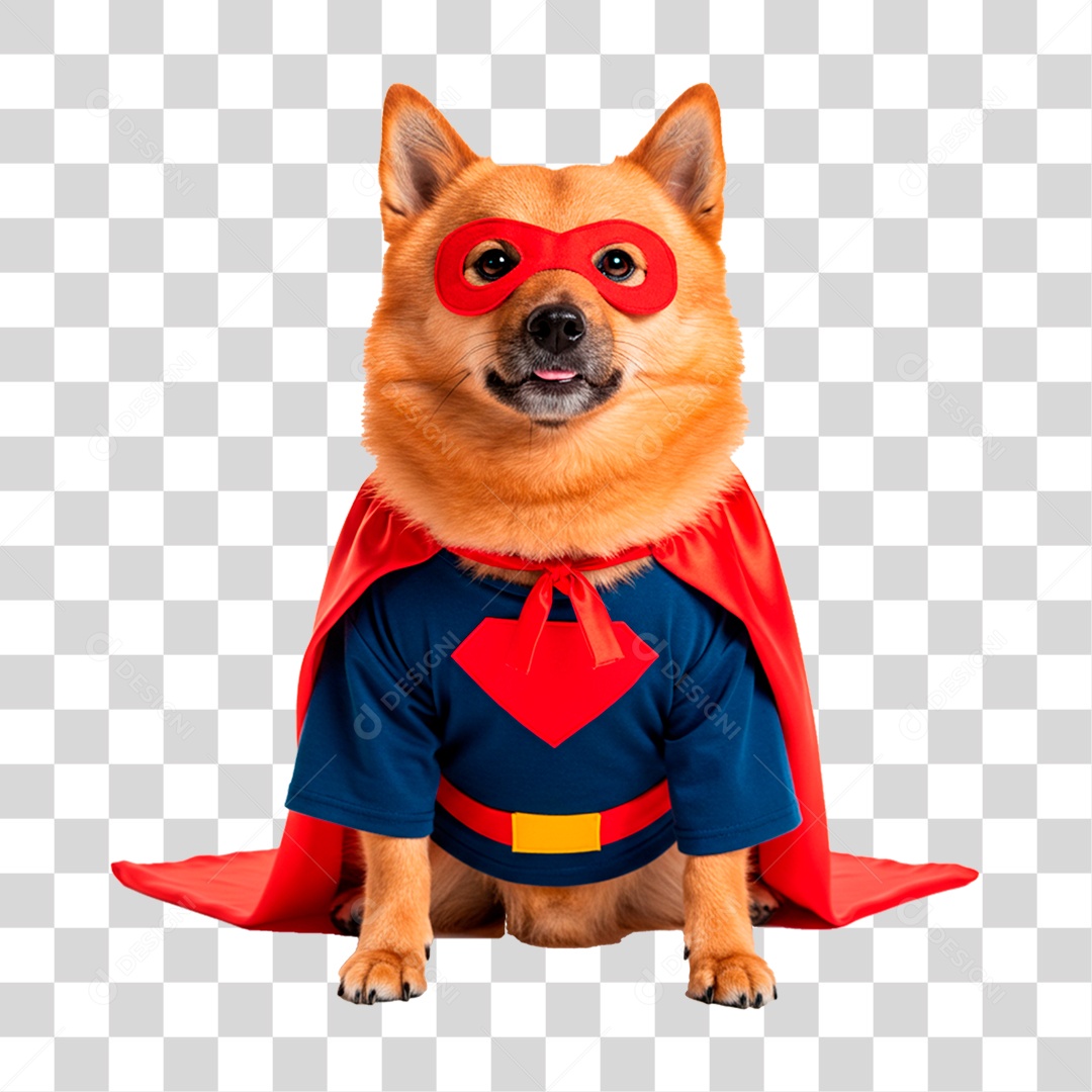 Cachorro com Fantasia de Super Herói PNG Transparente